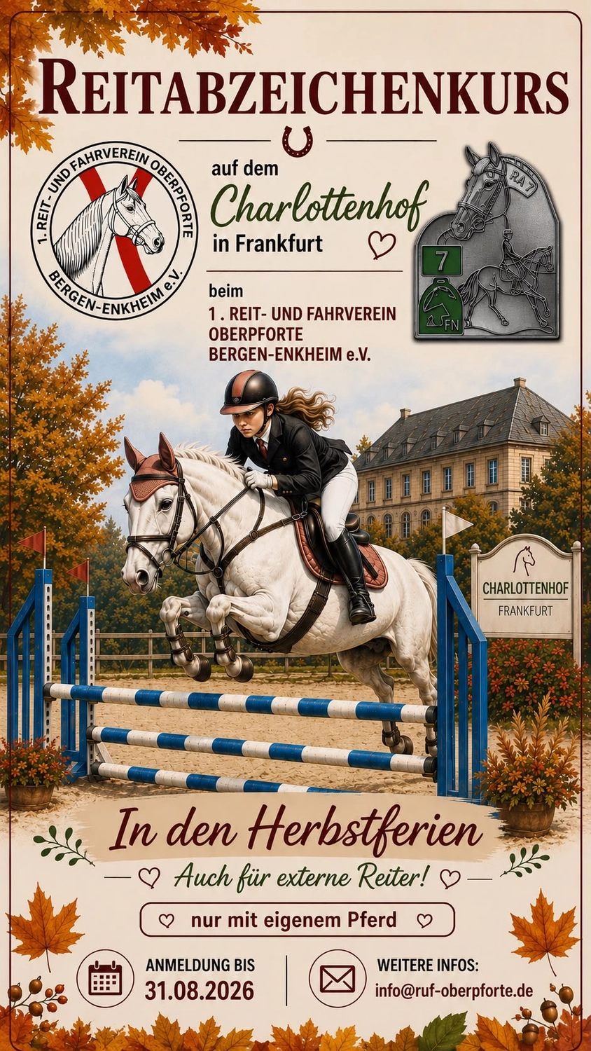 Charlottenhof Frankfurt – Reitabzeichenkurs in den Herbstferien